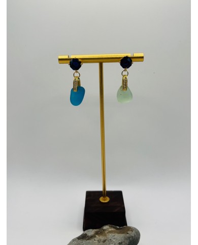 PENDIENTES ARTESANOS DE CRISTAL MARINO
