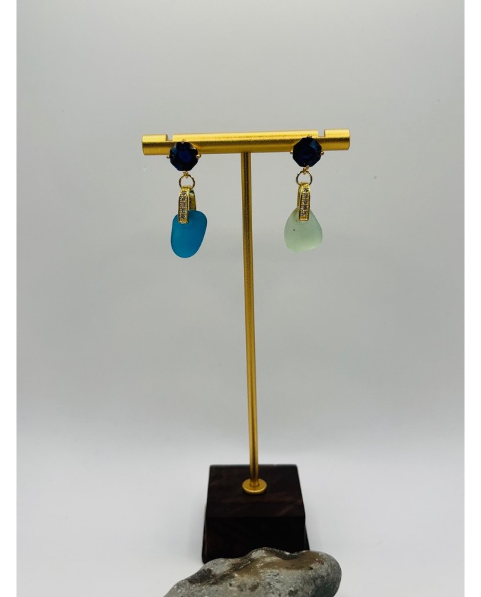 PENDIENTES ARTESANOS DE CRISTAL MARINO
