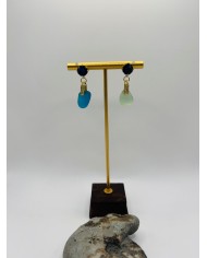 PENDIENTES ARTESANOS DE CRISTAL MARINO