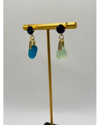 PENDIENTES ARTESANOS DE CRISTAL MARINO