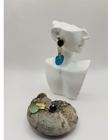 PENDIENTES ARTESANOS DE CRISTAL MARINO