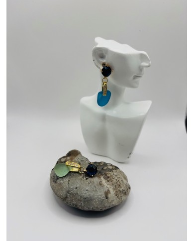 PENDIENTES ARTESANOS DE CRISTAL MARINO