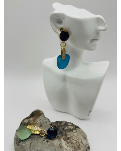 PENDIENTES ARTESANOS DE CRISTAL MARINO