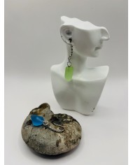 PENDIENTES ARTESANOS  DE CRISTAL MARINO