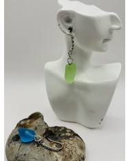 PENDIENTES ARTESANOS  DE CRISTAL MARINO