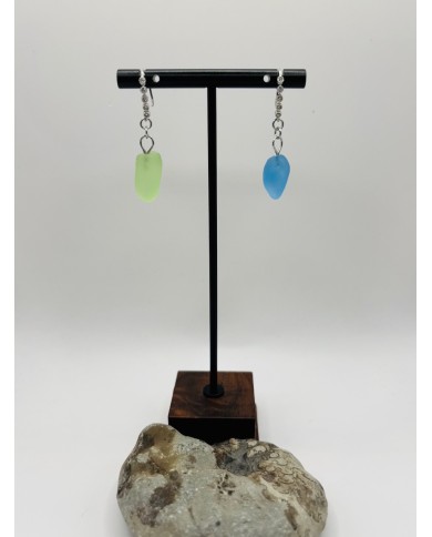 PENDIENTES ARTESANOS  DE CRISTAL MARINO