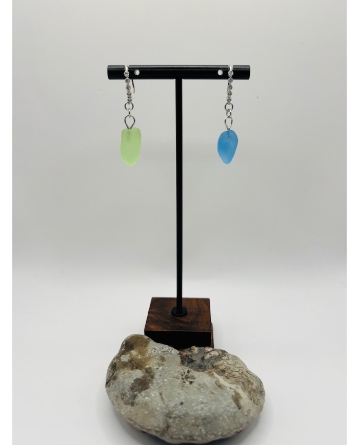 PENDIENTES ARTESANOS  DE CRISTAL MARINO