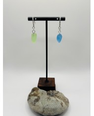 PENDIENTES ARTESANOS  DE CRISTAL MARINO