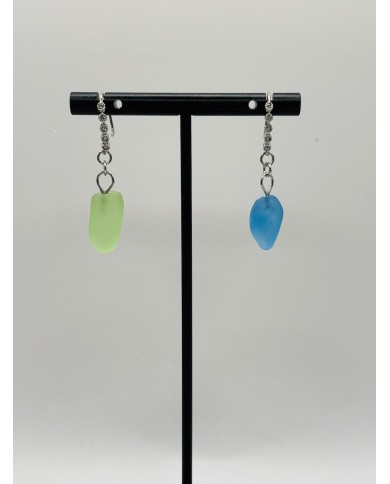 PENDIENTES ARTESANOS  DE CRISTAL MARINO