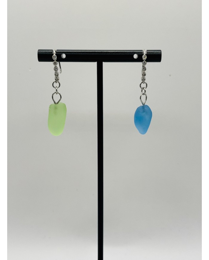 PENDIENTES ARTESANOS  DE CRISTAL MARINO