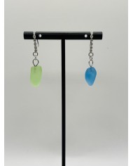 PENDIENTES ARTESANOS  DE CRISTAL MARINO