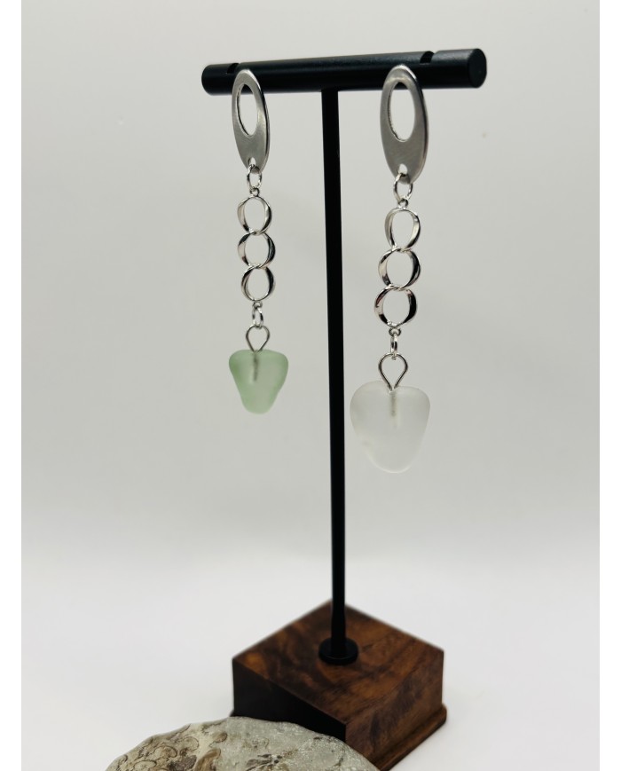 PENDIENTES ARTESANOS DE CRISTAL MARINO