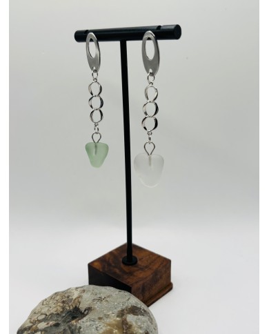 PENDIENTES ARTESANOS DE CRISTAL MARINO