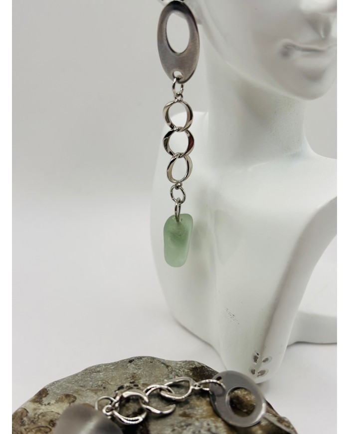 PENDIENTES ARTESANOS DE CRISTAL MARINO