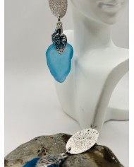 PENDIENTES ARTESANOS DE CRISTAL MARINO
