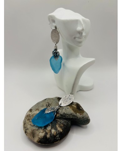 PENDIENTES ARTESANOS DE CRISTAL MARINO