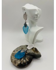 PENDIENTES ARTESANOS DE CRISTAL MARINO