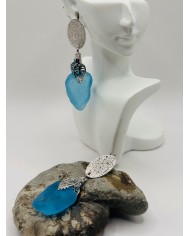 PENDIENTES ARTESANOS DE CRISTAL MARINO