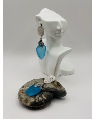 PENDIENTES ARTESANOS DE CRISTAL MARINO