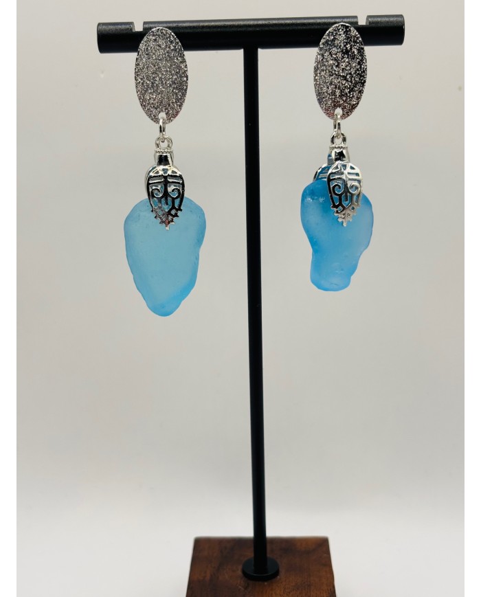 PENDIENTES ARTESANOS DE CRISTAL MARINO