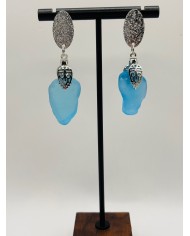 PENDIENTES ARTESANOS DE CRISTAL MARINO