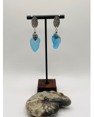 PENDIENTES ARTESANOS DE CRISTAL MARINO