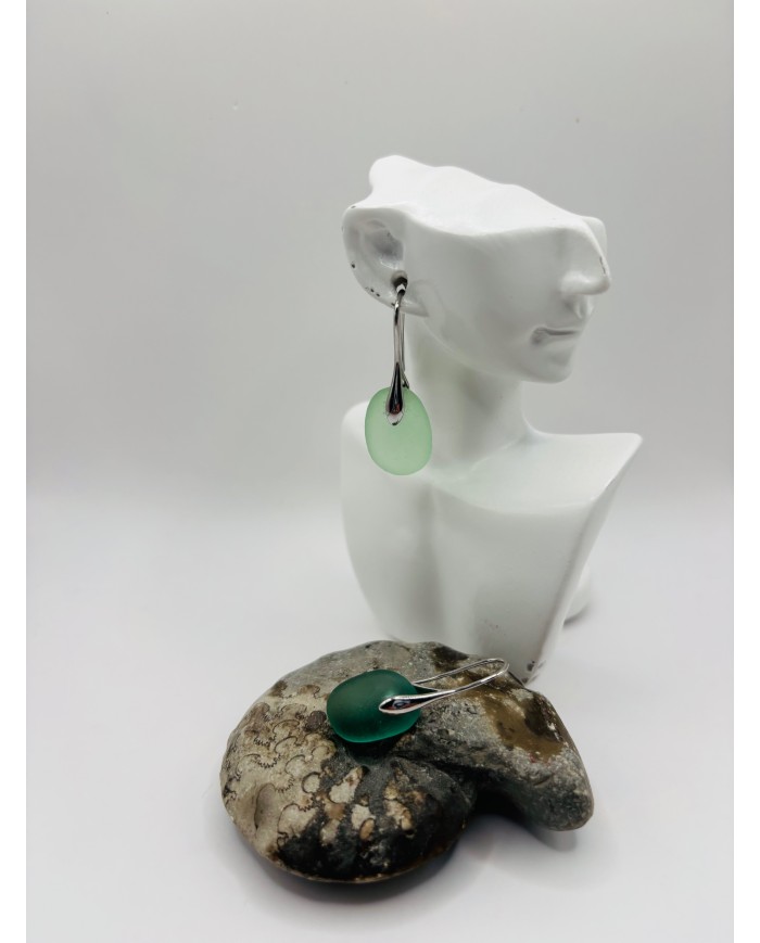 PENDIENTES ARTESANOS DE CRISTAL MARINO