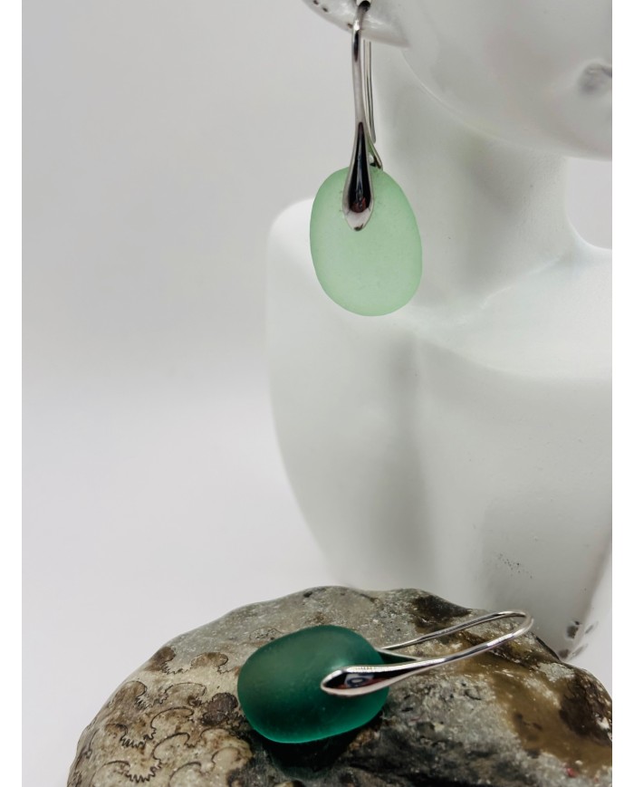 PENDIENTES ARTESANOS DE CRISTAL MARINO