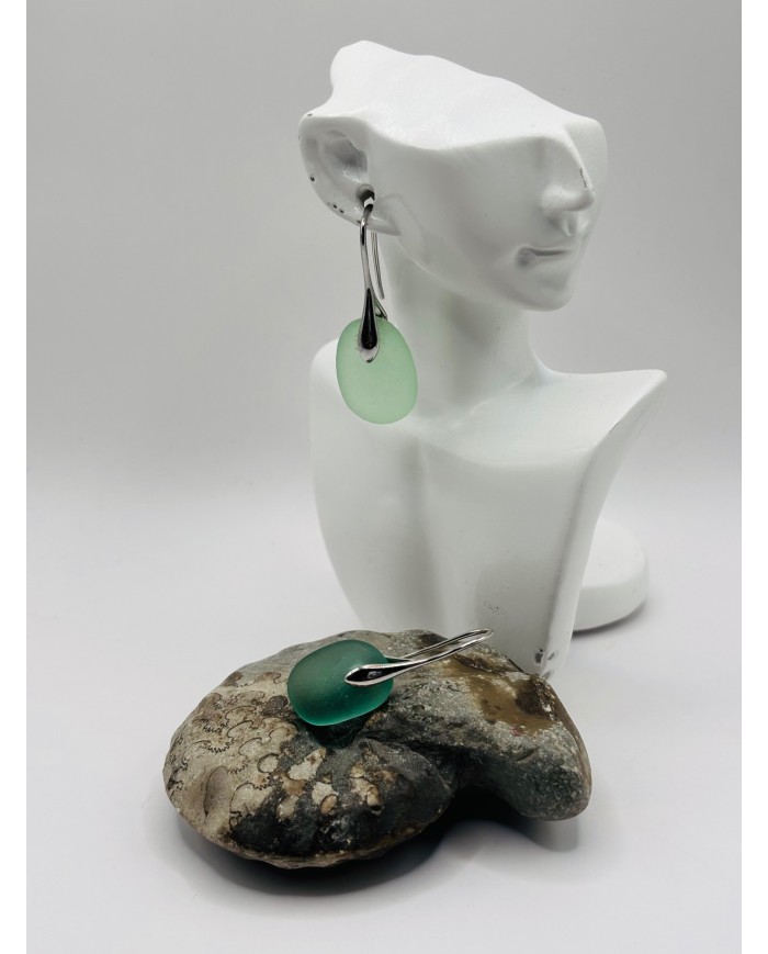 PENDIENTES ARTESANOS DE CRISTAL MARINO