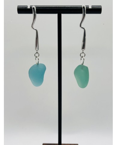 PENDIENTES ARTESANOS DE CRISTAL  MARINO