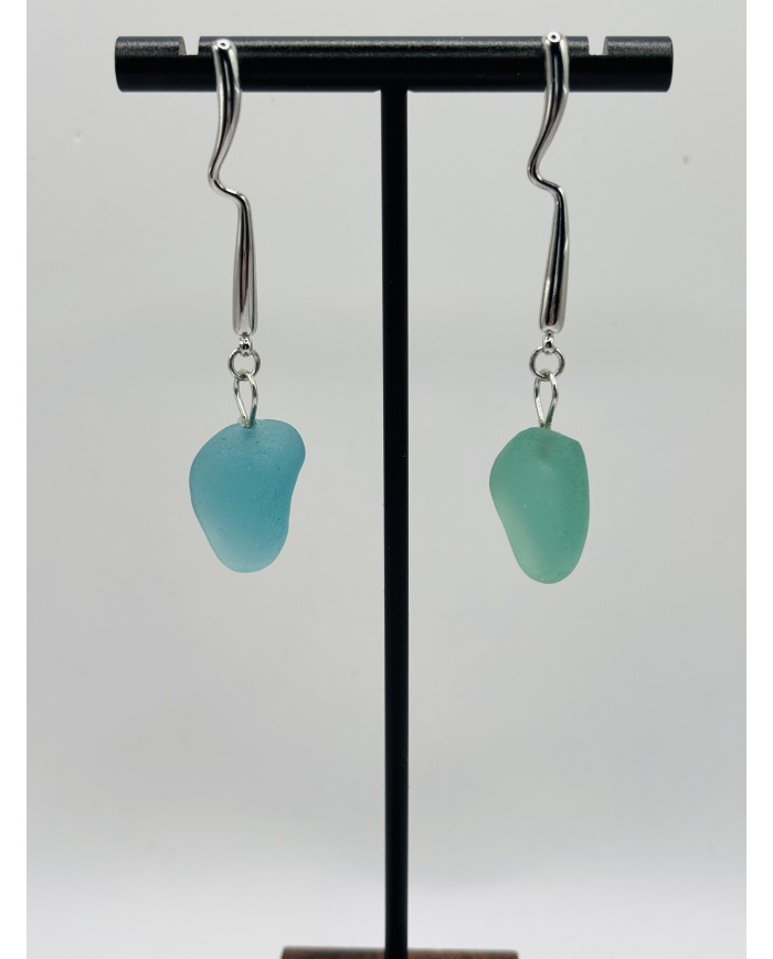 PENDIENTES ARTESANOS DE CRISTAL  MARINO