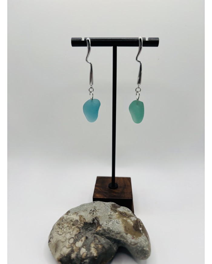 PENDIENTES ARTESANOS DE CRISTAL  MARINO