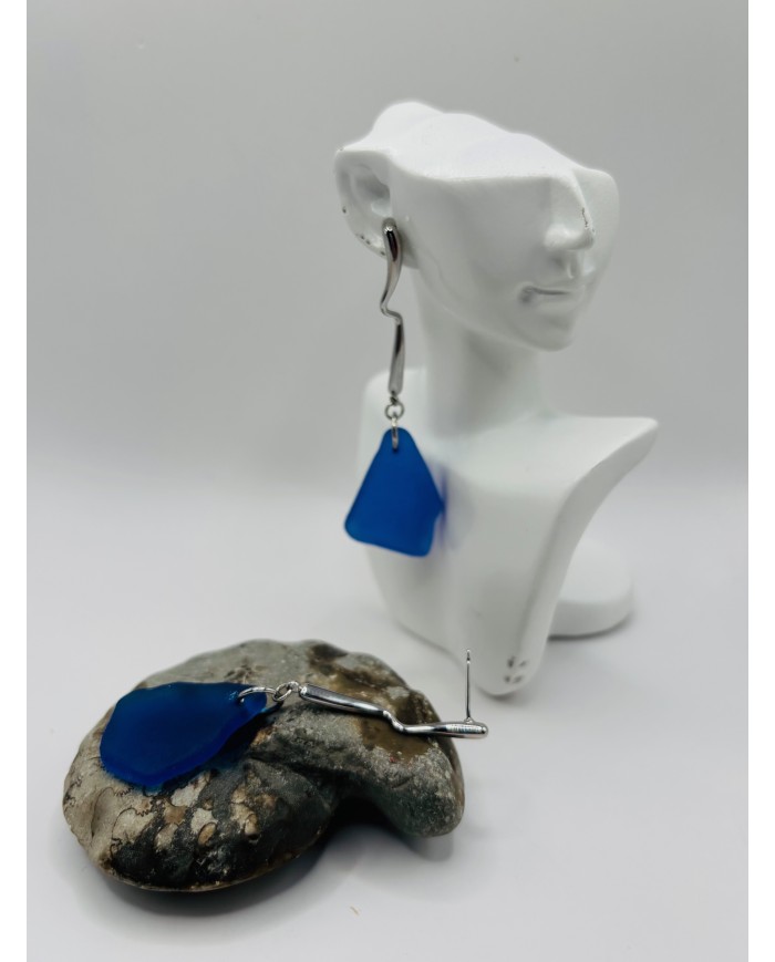 PENDIENTES ARTESANOS DE CRISTAL MARINO