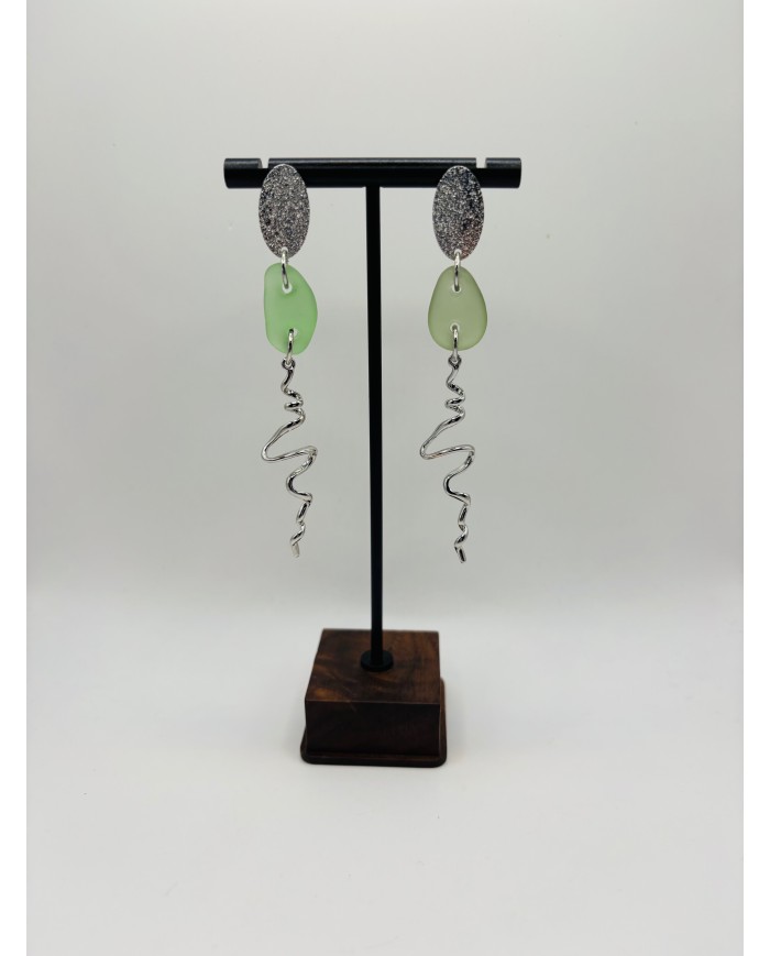 PENDIENTES ARTESANOS DE CRISTAL MARINO