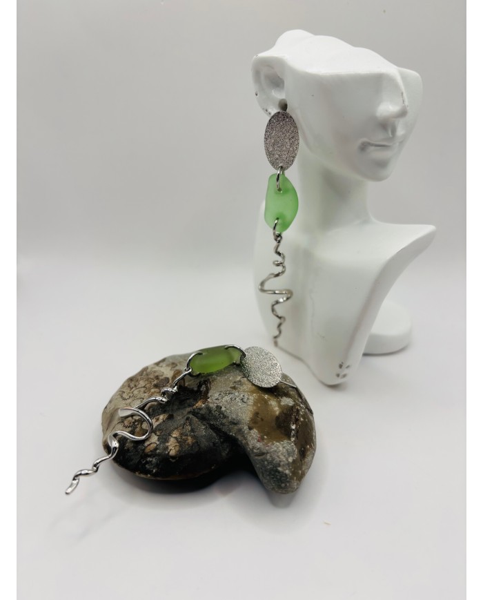 PENDIENTES ARTESANOS DE CRISTAL MARINO