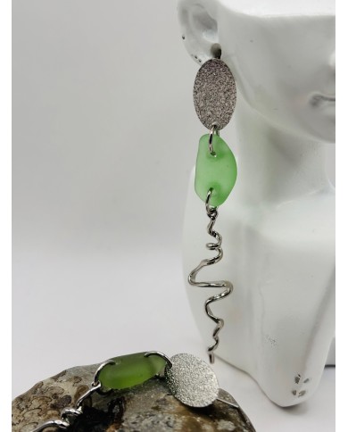 PENDIENTES ARTESANOS DE CRISTAL MARINO