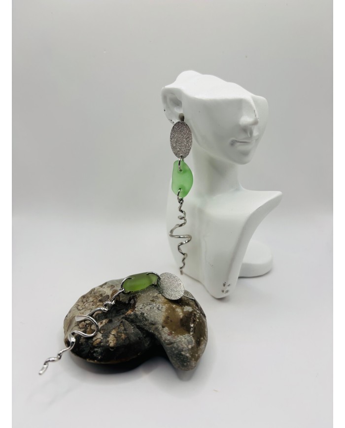 PENDIENTES ARTESANOS DE CRISTAL MARINO