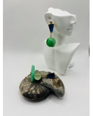 PENDIENTES ARTESANOS DE CRISTAL MARINO CON CANICA