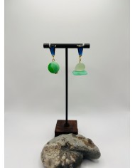 PENDIENTES ARTESANOS DE CRISTAL MARINO CON CANICA