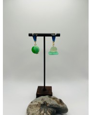 PENDIENTES ARTESANOS DE CRISTAL MARINO CON CANICA