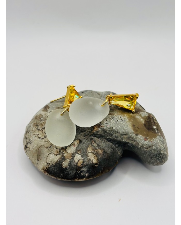 PENDIENTES ARTESANOS DE CRISTAL MARINO