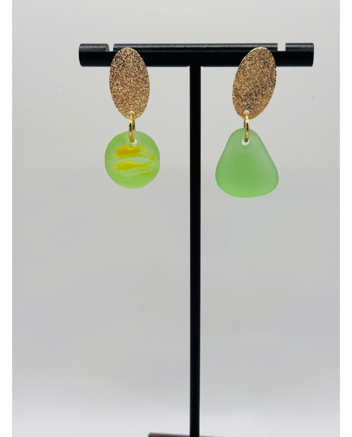PENDIENTES ARTESANOS DE CRISTAL MARINO