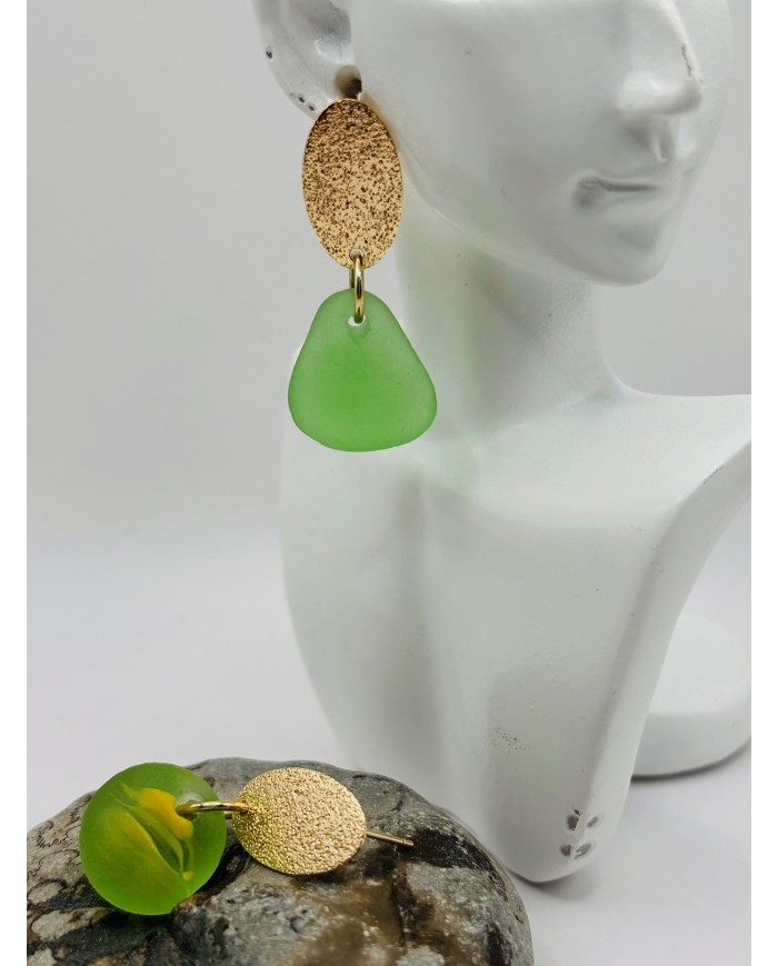 PENDIENTES ARTESANOS DE CRISTAL MARINO