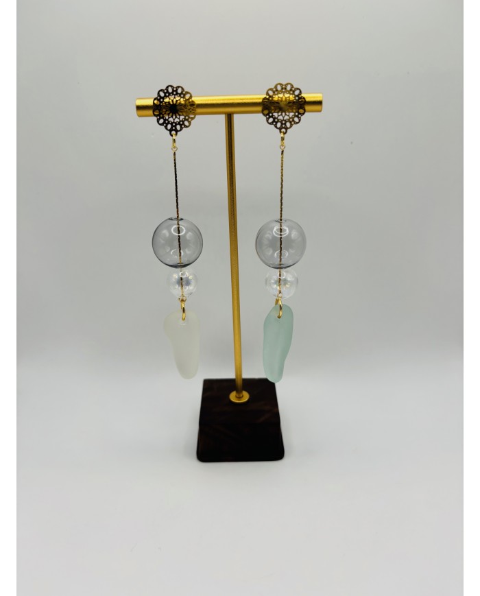PENDIENTES ARTESANOS DE CRISTAL MARINO