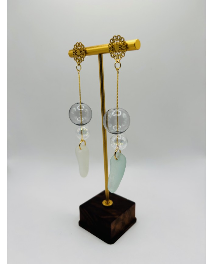 PENDIENTES ARTESANOS DE CRISTAL MARINO