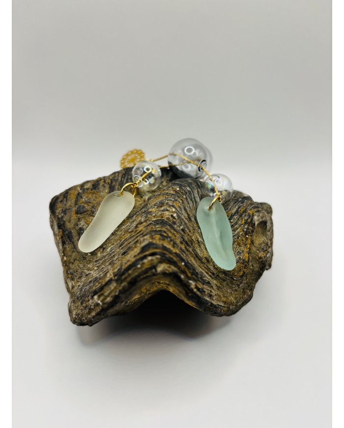 PENDIENTES ARTESANOS DE CRISTAL MARINO