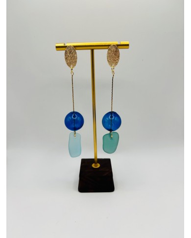 PENDIENTES ARTESANOS DE CRISTAL MARINO