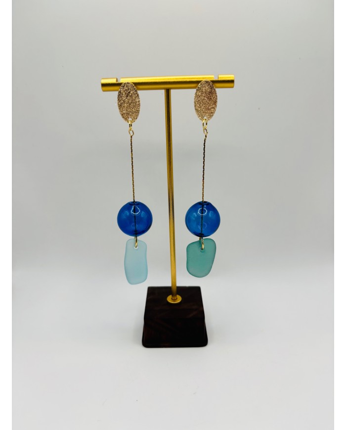 PENDIENTES ARTESANOS DE CRISTAL MARINO