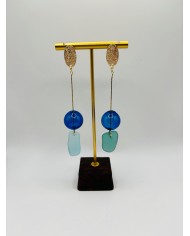 PENDIENTES ARTESANOS DE CRISTAL MARINO