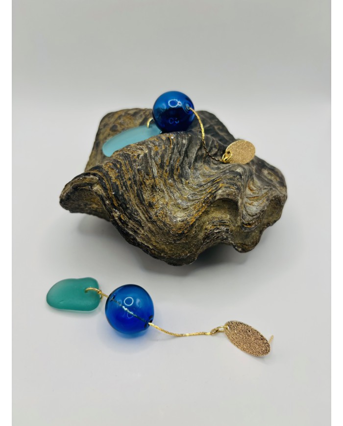 PENDIENTES ARTESANOS DE CRISTAL MARINO
